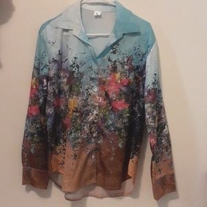Women's long sleeve floral print blouse